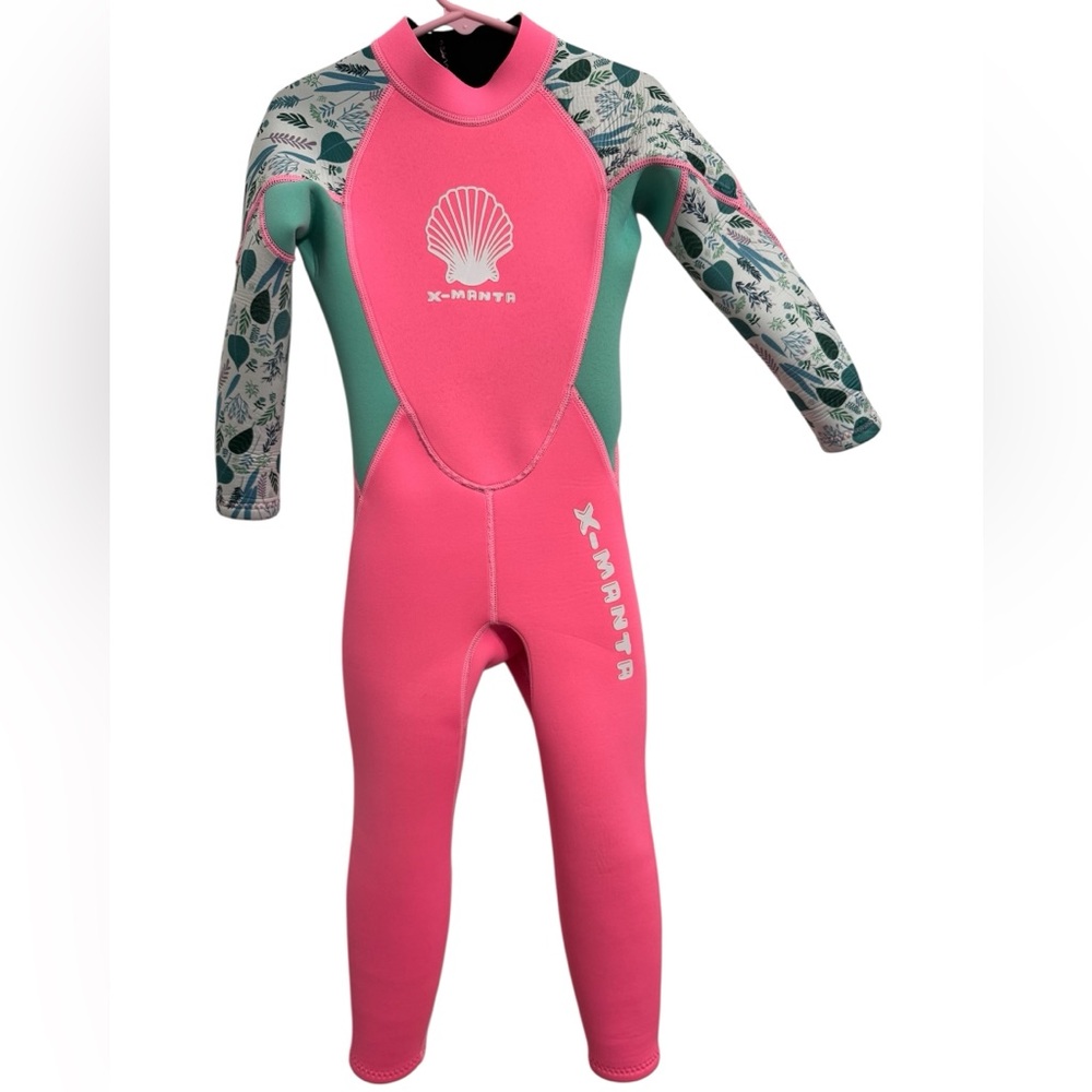 Girls X-Manta Neoprene Wetsuit Pink Floral Long Sleeve Size M Swim